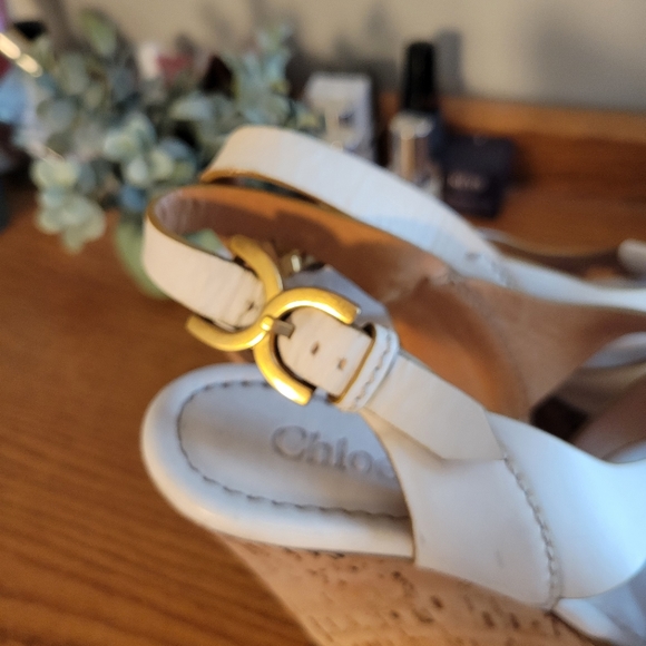 Chloe wedge sandals cream size 8 - Picture 11 of 12